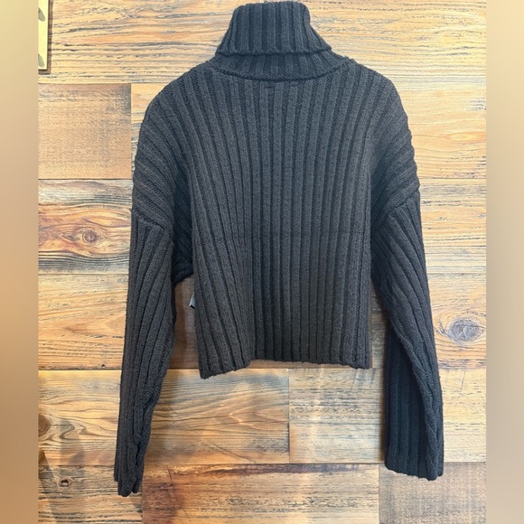 Topshop Black Ribbed Turtleneck Sweater - Picture 2 of 4